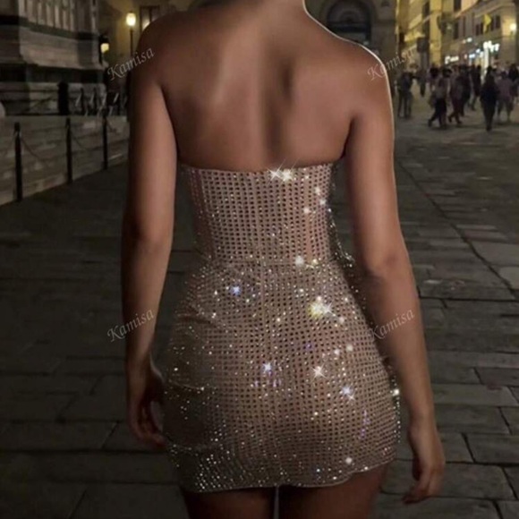 Rebellious Rose | Dresses | Shiny Rhinestone Sexy Sheer Mesh Bustier ...